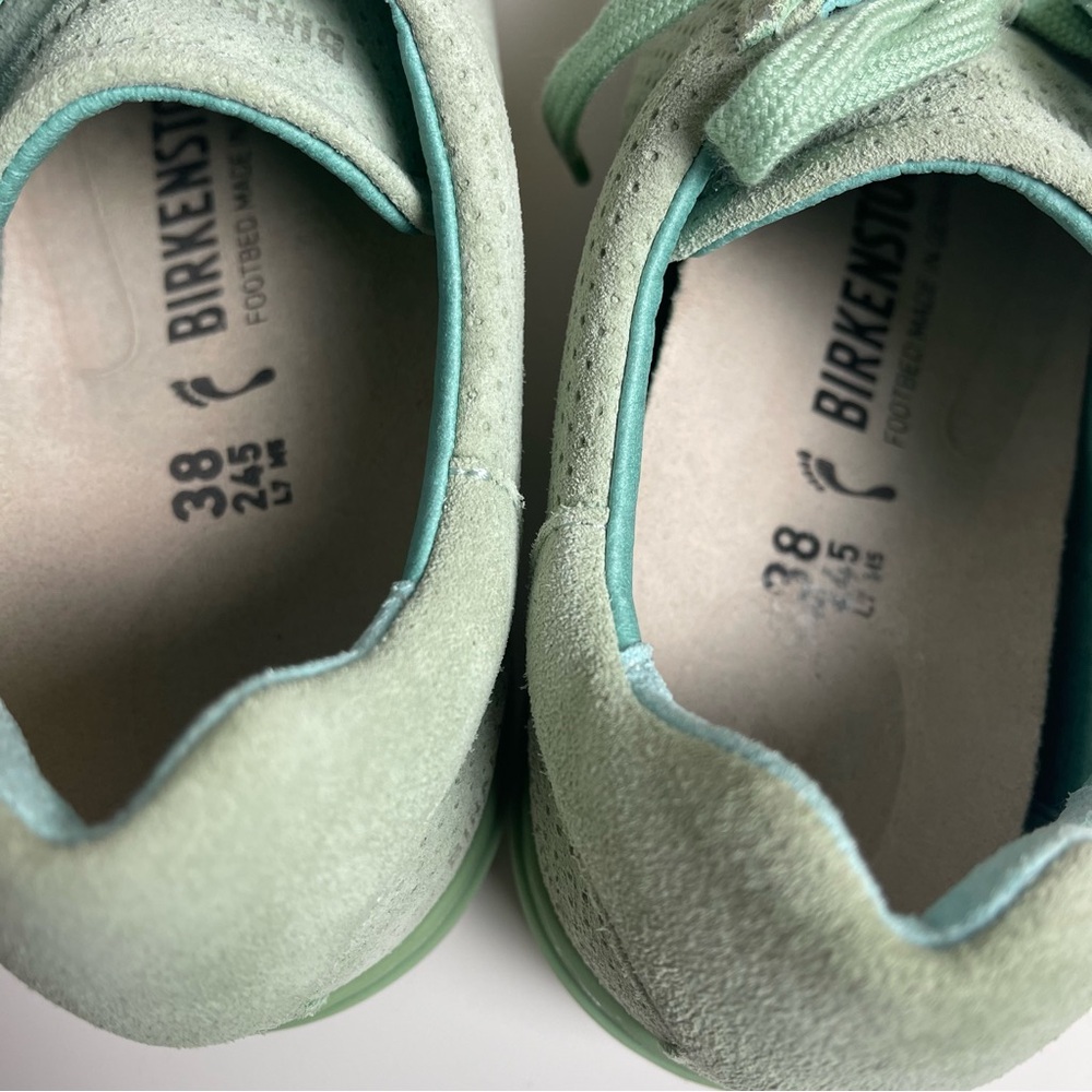 Birkenstocks Bend Low Suede Embossed Sneakers in Green Matcha Sz 38 - Picture 4 of 15